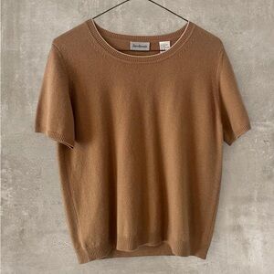 Jacobson’s 100% Cashmere Sweater Set Cardigan & Short Sleeve Top Camel Size M